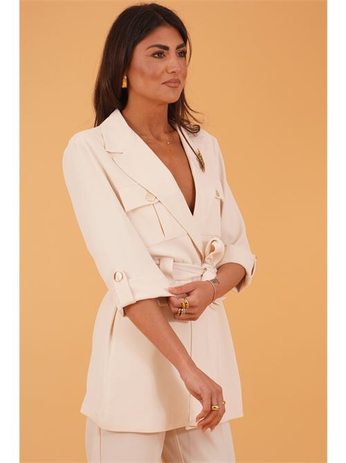 Giacca sariana in crepe GM by Gai Mattiolo | GM3785BURRO
